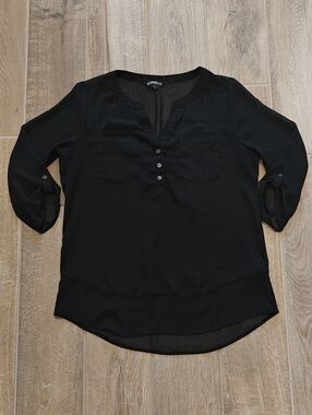 EUC Black Sheer Express Blouse